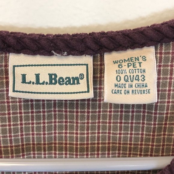 L.L. Bean Womens Brown Corduroy  Button Front Collarless Prairie Dress 6P Petite - Picture 3 of 5